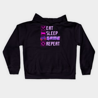 Funny Eat Sleep Game Repeat Anime Gamer Gaming Kids Hoodie